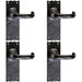 4x PAIR Forged Curved Lever Handle on Latch Backplate 155 x 54mm Black Antique Loops