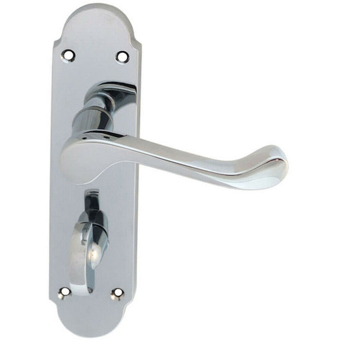 PAIR Victorian Upturned Lever on Bathroom Backplate 170 x 42mm Polished Chrome Loops