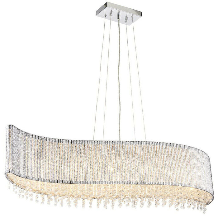 Hanging Ceiling Linear Pendant Light Chrome & K9 Crystal Stunning Feature Lamp Loops
