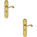 2x PAIR Beaded Pattern Handle on Lock Backplate 249 x 50mm Polished Brass Loops