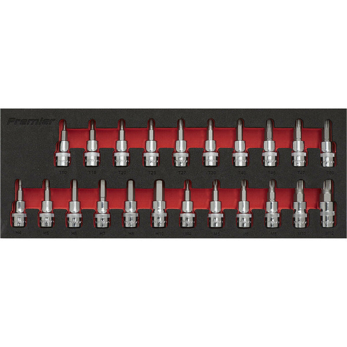 22pc TRX Star / Hex Key / Spline Socket Bit Set 3/8" Square Drive - 50mm Shaft Loops