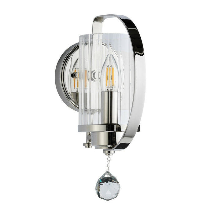 Wall Light Sconce Highly Polished Nickel Finish Plated LED E14 60W Bulb Loops