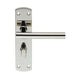 Mitred T Bar Lever on Bathroom Backplate Handle Thumbturn Lock Polished Steel Loops