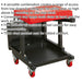 Mechanics Utility Seat & Step Stool - Tool Storage Tray - 60mm Swivel Castors Loops