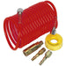 5m PU Coiled Air Hose Kit - 1/4 Inch BSP Unions - Quick Release Coupling Kit Loops