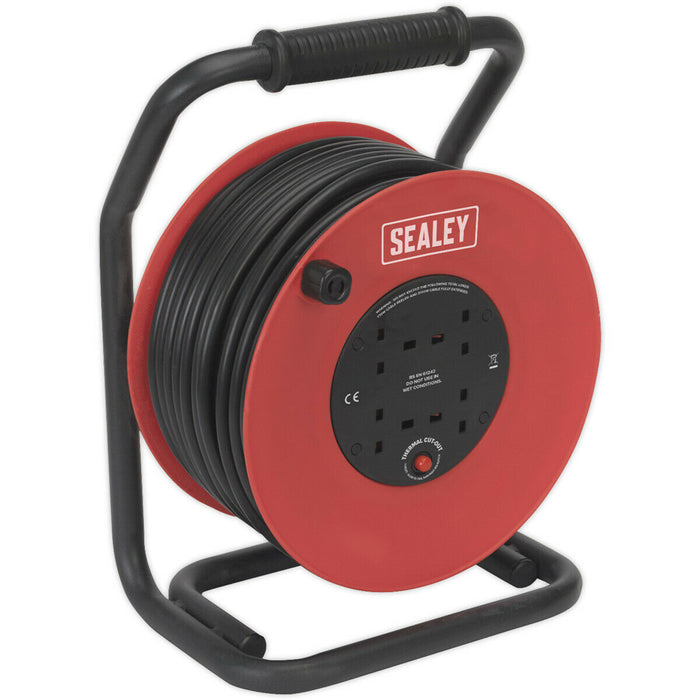 50m Heavy Duty Cable Reel with Thermal Trip - 4 230V Plug Socket Exten —  LoopsDirect