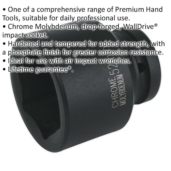 52mm Forged Impact Socket - 1 Inch Sq Drive - Chromoly Impact Wrench Socket Loops