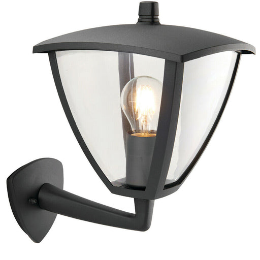 IP44 Outdoor Wall Lamp Textured Grey Curved Modern Lantern Porch Dome Light Loops