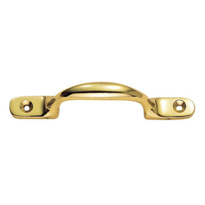 Sash Window Bow Shaped Lift Handle 102 x 12mm 28mm Proj Polished Brass Loops