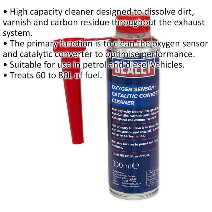 300ml Oxygen Sensor - Catalytic Converter Cleaner - For Petrol & Diesel Vehicles Loops