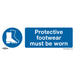 1x FOOT PROTECTION MUST BE WORN Safety Sign - Self Adhesive 300 x 100mm Sticker Loops