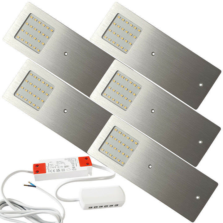 5x 5W Kitchen Cabinet Low Profile Slim Panel Light & Driver Natural White Flush Loops