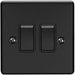 3 PACK 2 Gang Double Metal Light Switch MATT BLACK 2 Way 10A Black Trim Loops