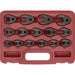 15pc Crows Foot Nut Spanner Socket Set - 3/8" Square Drive Ratchet - PHOSPHATE Loops