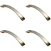 4x Concave Bow Cabinet Pull Handle 198 x 23mm 160mm Fixing Centres Satin Nickel Loops