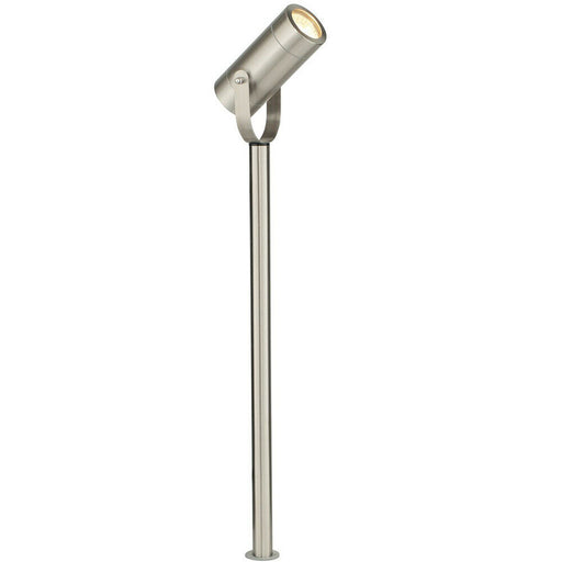 610mm Outdoor Ground Spike Lamp Wall & Sign Light GU10 Brushed Steel & Glass Loops