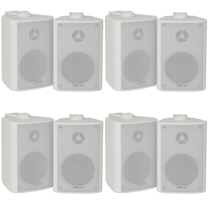 8x 60W 2 Way White Wall Mounted Stereo Speakers 3" 8Ohm Mini Background Music