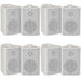 8x 60W 2 Way White Wall Mounted Stereo Speakers 3" 8Ohm Mini Background Music