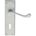 PAIR Victorian Scroll Handle on Lock Backplate 150 x 43mm Satin Chrome Loops