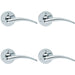 4x PAIR Slim Arched Tapered Lever on 58mm Round Rose Polished Chrome Door Handle Loops