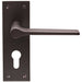 PAIR Flat Straight Handle on Slim Euro Lock Backplate 150 x 50mm Matt Bronze Loops