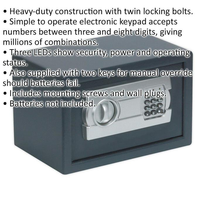 Electronic Combination Safe - 310 x 200 x 200mm - 2 Bolt Lock Mini Wall Mounted Loops