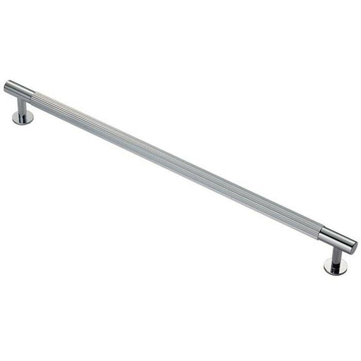 Lined Bar Door Pull Handle - 274mm x 13mm - 224mm Centres - Polished Chrome Loops