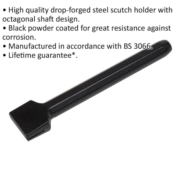 Drop Forged Steel Scutch Holder - 38mm x 200mm - Octagonal Shaft - Powder Coated Loops