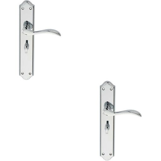 2x PAIR Curved Handle on Long Bathroom Backplate 245 x 45mm Polished Chrome Loops