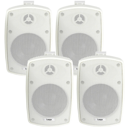 4x 4" 60W White Outdoor Rated Speakers 8 OHM Weatherproof Wall Mounted HiFi