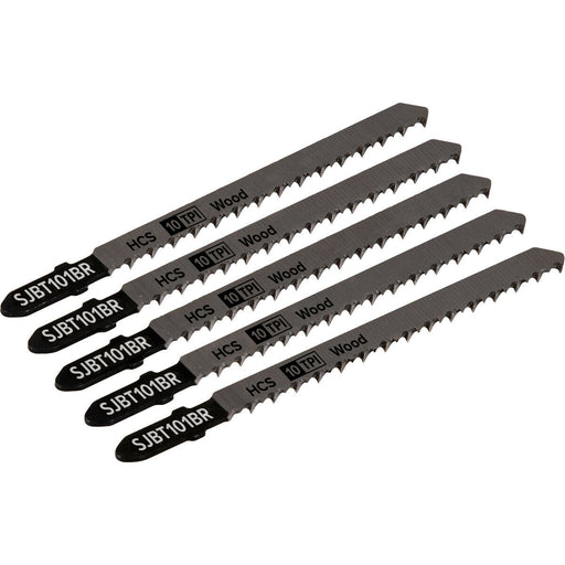 5 PACK - 100mm HARDWOOD Jigsaw Blade - 10 TPI - Ground Taper Precision DOWN Cut Loops