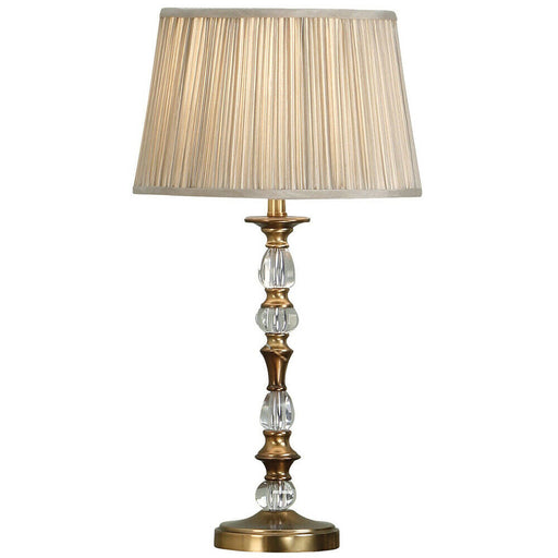 Diana Luxury 550mm Table Lamp Antique Brass Beige Shade Traditional Bulb Holder Loops