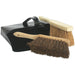 Metal Dustpan & Brushes Set - 2 Brushes - Hard and Soft Bristles - Carry Handle Loops