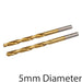 2 PACK TITANIUM COATED 5mm High Speed Steel Drill Bit Aluminium Alloy Milling Loops