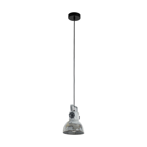 Hanging Ceiling Pendant Light Black & Raw Steel 1x 40W E27 Industrial Feature Loops