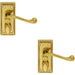 2x PAIR Reeded Design Scroll Lever on Bathroom Backplate 112 x 48mm Brass Loops