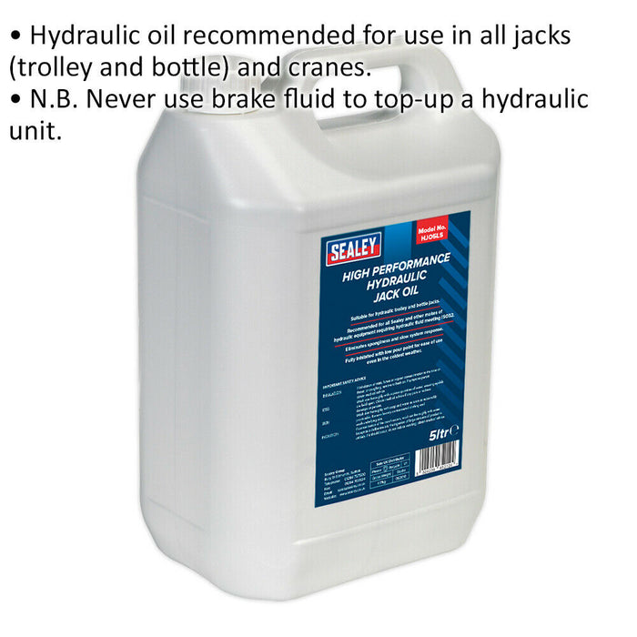 5L Hydraulic Jack Oil - Ideal for Trolley & Bottle Jacks - Jack & Lifting Oil Loops