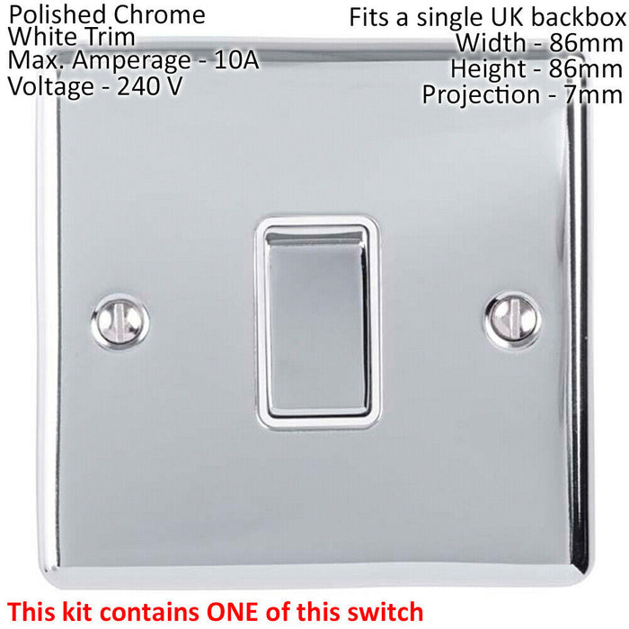 CHROME Bedroom Socket & Switch Set- 1x Light & 2x Double UK Power Sockets Loops