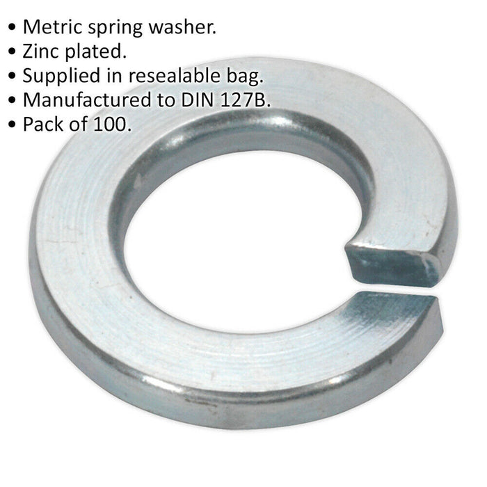 50 PACK Metric Spring Washer - M6 - DIN 127B - Zinc Plated Metal Spacer Loops