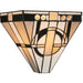 Art Deco Tiffany Glass Wall Light - Matt Black Steel - 40W E14 Golf Bulb Needed Loops