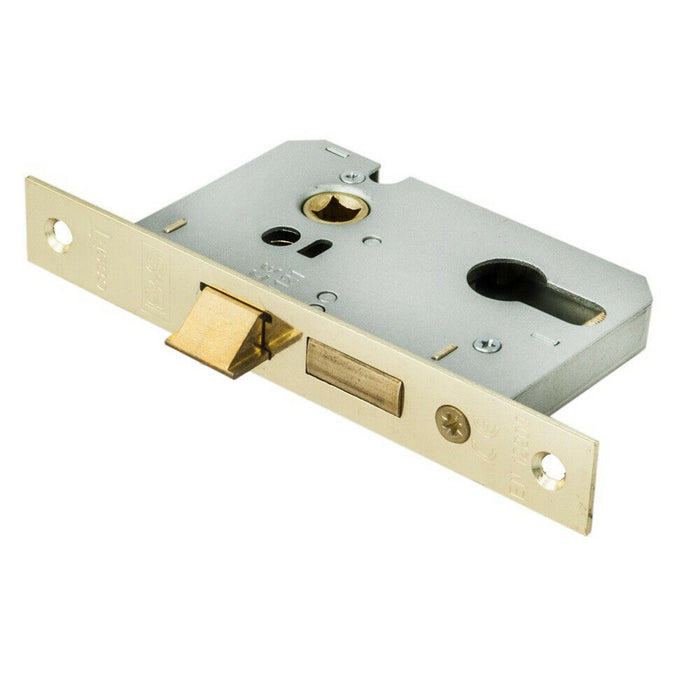 64mm Contract Euro Profile Sashlock Square Forend Electro Brassed Door Latch Loops