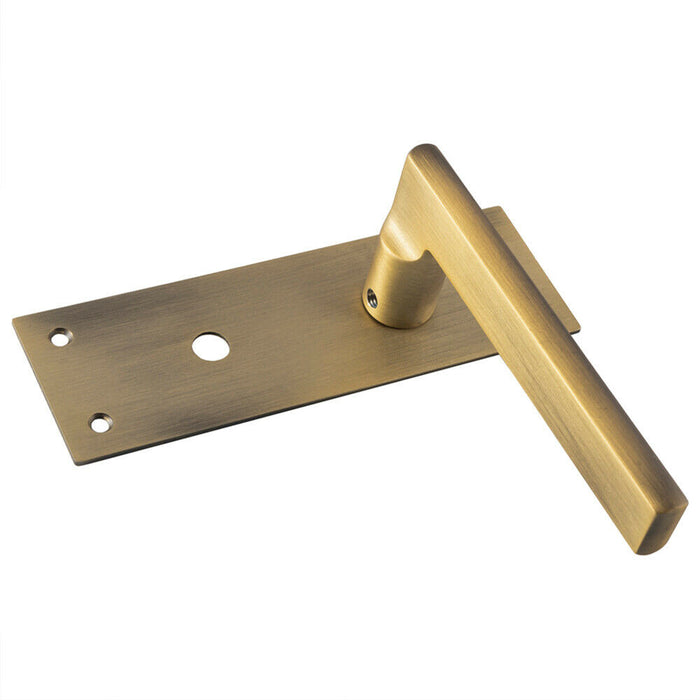 PAIR Straight Bar Handle on Slim Bathroom Backplate 150 x 50mm Antique Brass Loops