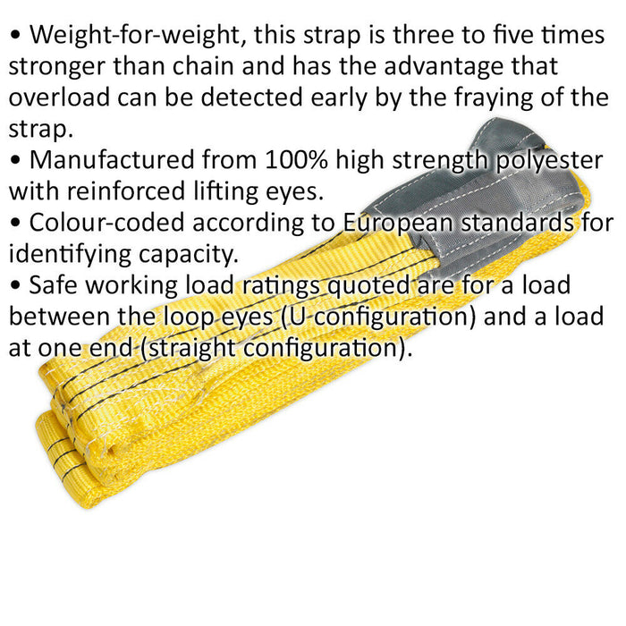 5 Metre Load Sling - 3 Tonne Capacity - High Strength Polyester - Lifting Strap Loops
