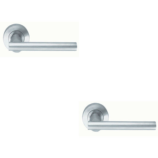 2x PAIR Round Recessed Bar Handle on Round Rose Concealed Fix Satin Chrome Loops