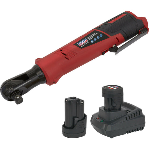 Cordless Ratchet Wrench & 2x Batteries - 12V Lithium Ion - 1/2" Square Drive Loops