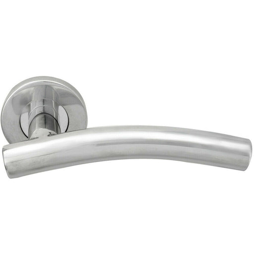 PAIR Arched Round Bar Handle on Round Rose Concealed Fix Polished Steel Loops
