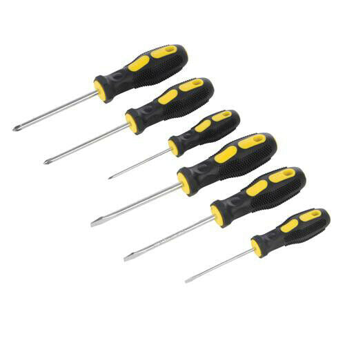 6 Piece Assorted Screwdriver Set Slotted 3mm 6mm Phillips Philips Nos. 0 1 2 Loops