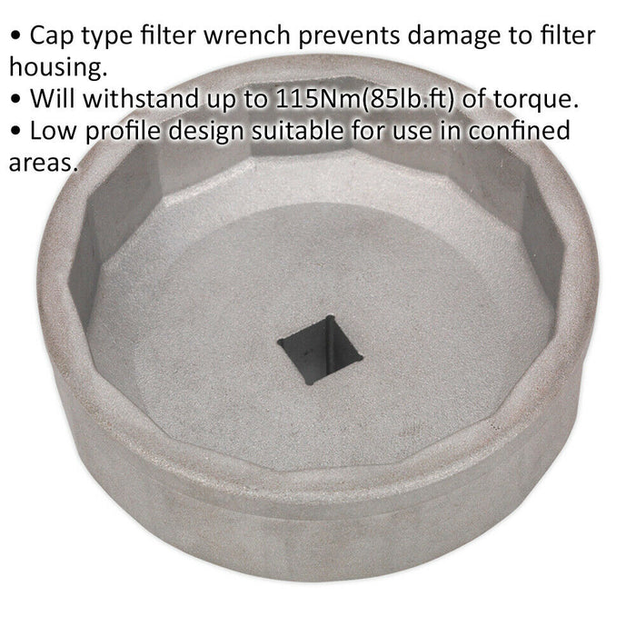 74mm Oil Filter Cap Wrench - 14 Flutes - 3/8" Sq Drive - Low Profile Design Loops