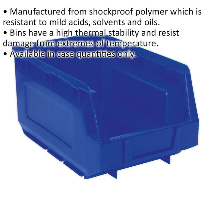 38 PACK Blue 150 x 240 x 130mm Plastic Storage Bin - Warehouse Part Picking Tray Loops