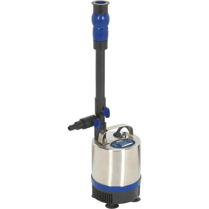 Stainless Steel Submersible Pond Pump - 1750L/Hr - 4 x Fountain Heads - 230V Loops